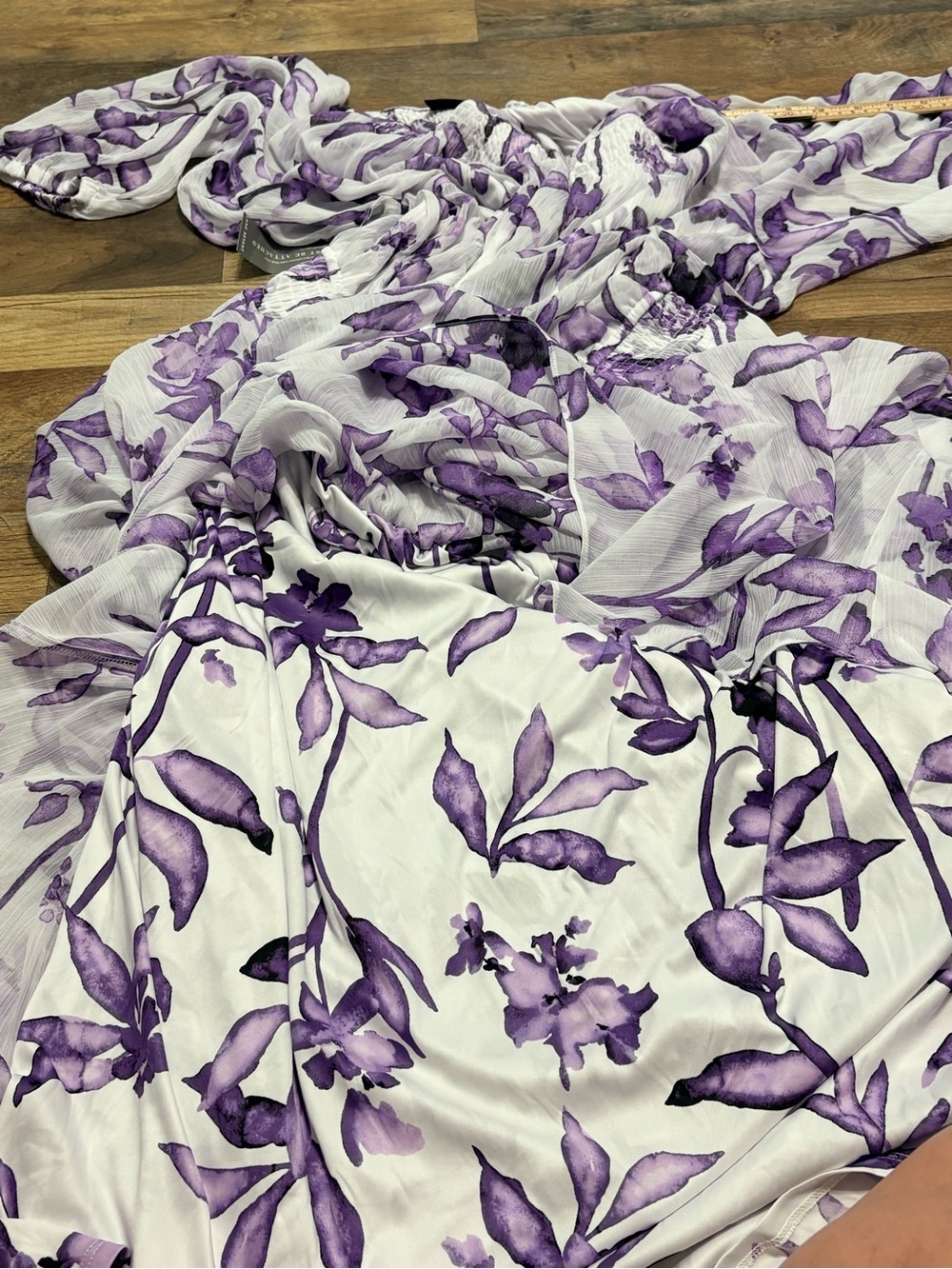 Lane Bryant Women’s Size 26 Purple Floral Maxi Dress NWT Plus Size Long Sleeve - Picture 6 of 8